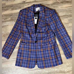 Vici plaid blazer. Gorgeous purple/blue and tan plaid. So stylish!!